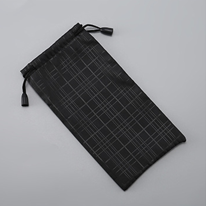 Túi đựng mắt kính chống thấm nước chống bụi bẩn chất liệu vải mềm tiện lợi miệng túi dây rút họa tiết kẻ đen dày dặn