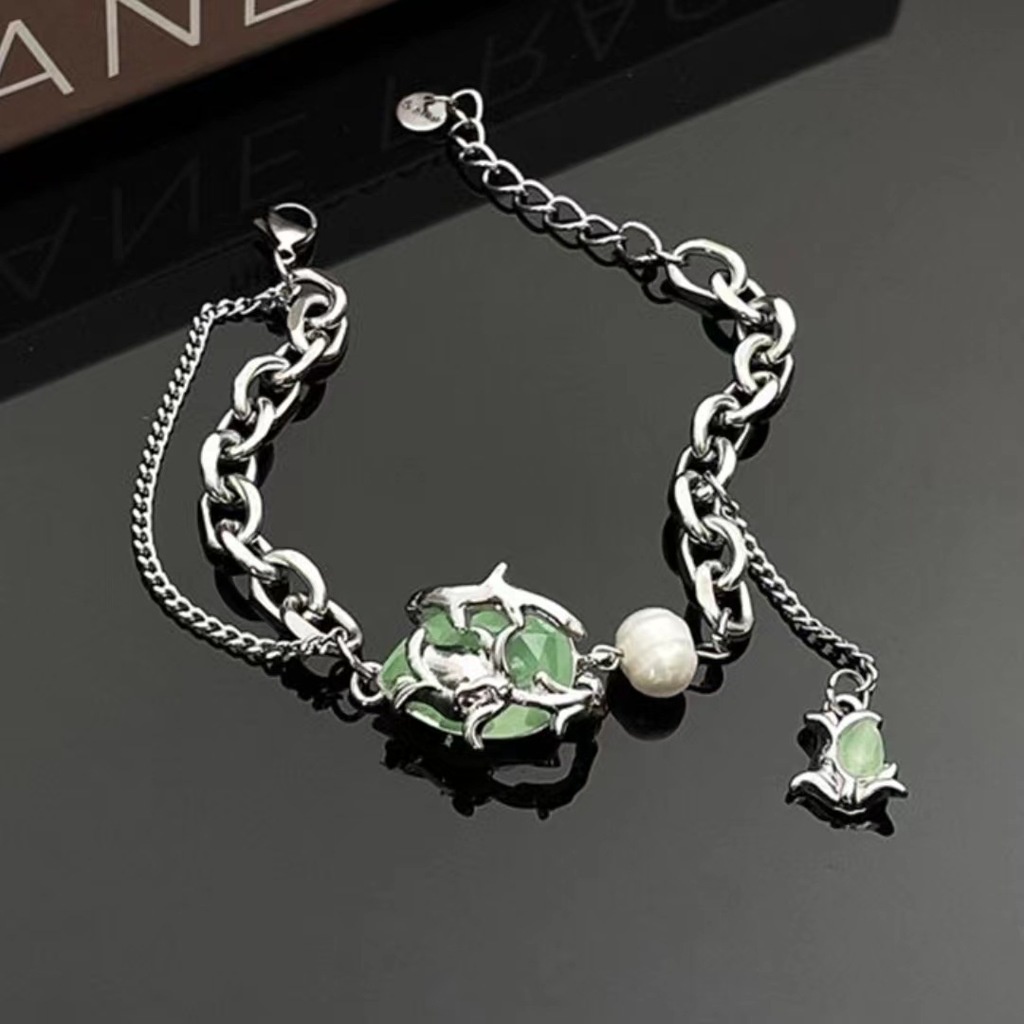 Vòng Tay Hai Lớp Đính Hạt Ngọc Trai Và Đá zircon Hình Giọt Nước Sang Trọng Cho Nữ