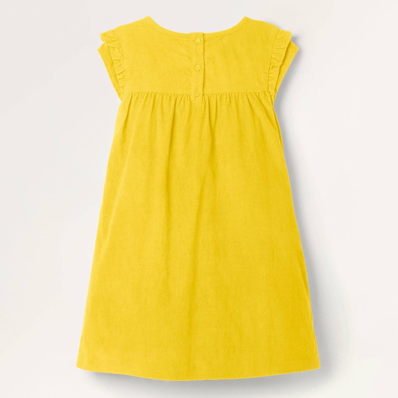 Váy đầm mùa hè Little Maven bé gái phong cách Âu Mỹ tay hến đáp bèo màu vàng chanh siêu sang