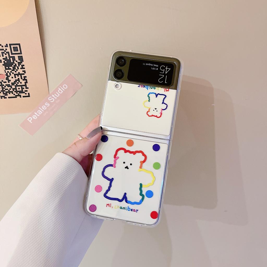 Ốp Điện Thoại Nắp Lật Họa Tiết Chấm Bi Có Giá Đỡ/ Dây Đeo Thời Trang Cho Samsung Z Flip4/Z Flip3/Z Flip2/Z