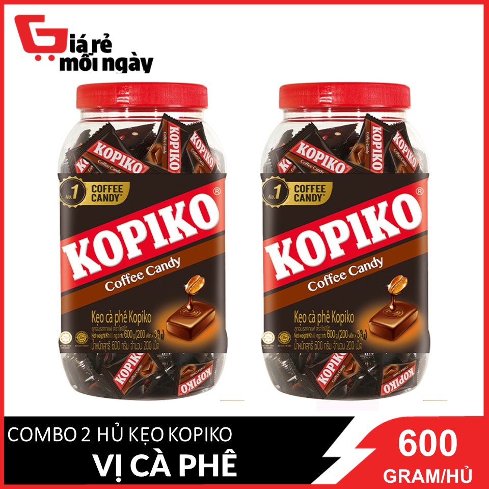 Combo 2 hủ Kẹo cà phê Kopico Coffee Hủ 600g
