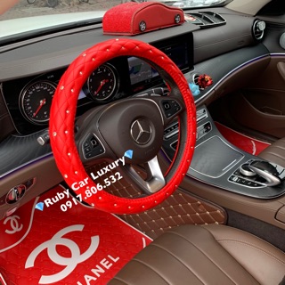 Bọc vô lăng Luxury cao cấp đính đá màu đỏ