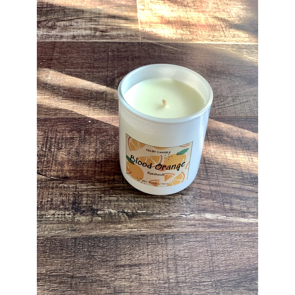 Nến thơm tự nhiên Blood Orange Patchouli, hương cam, nguyên liệu nhập khẩu, 113 gram, bấc sợi