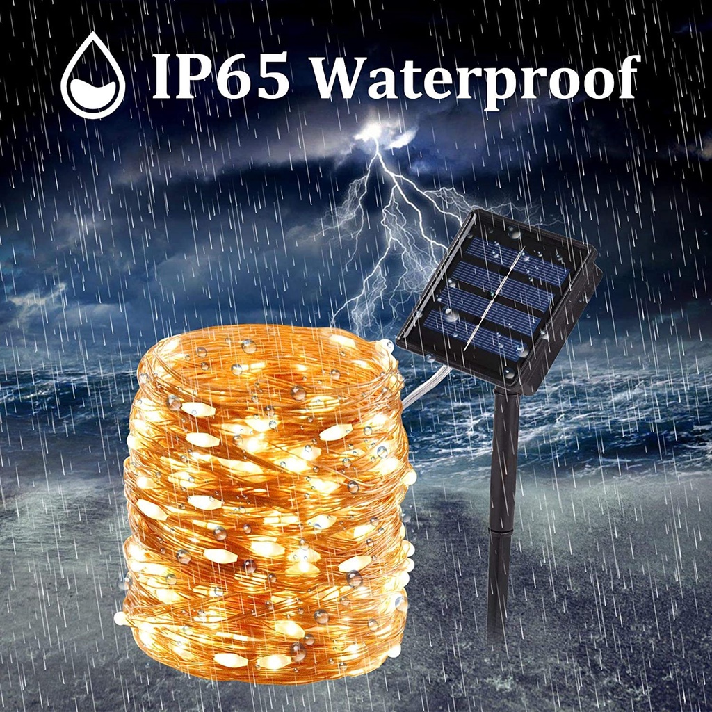 Dây đèn WELPUR 200/ 300 LED chống thấm nước 22m/ 32m năng lượng mặt trời dành cho trang trí năm mới