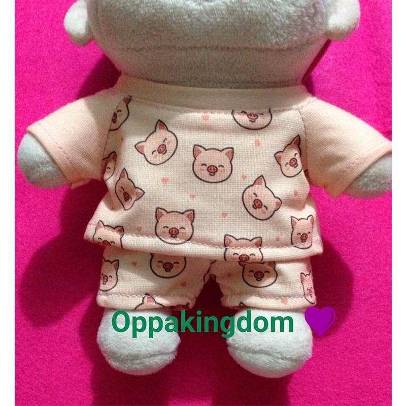 [Outfit doll 20cm] Bộ quần áo heo hồng