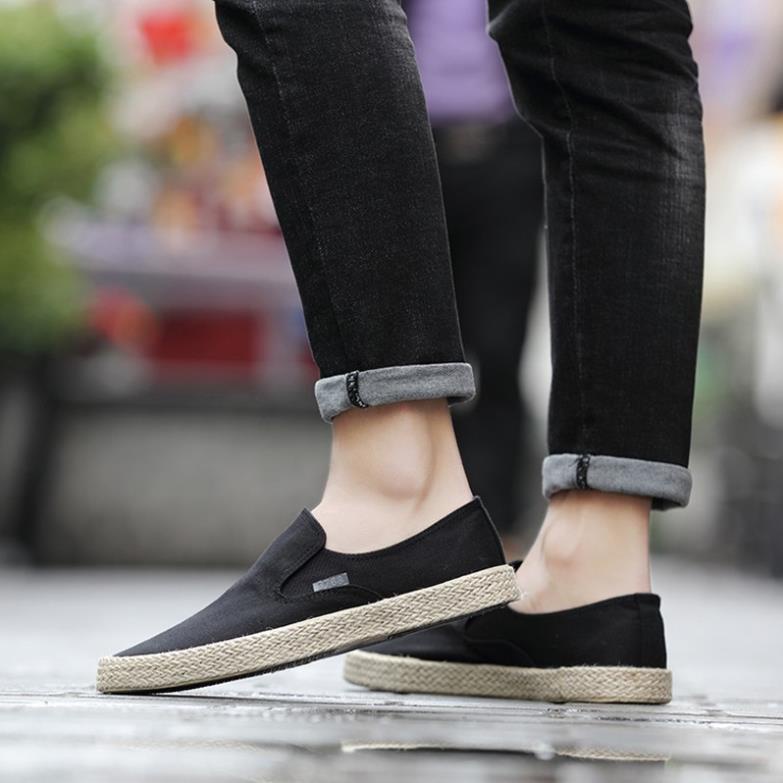 Hot Slip on - Giày lười vải nam cao cấp thương hiệu 3768 - Vải thô 4 màu đen, khaki, Xanh, Đỏ - Mã SP 616C
