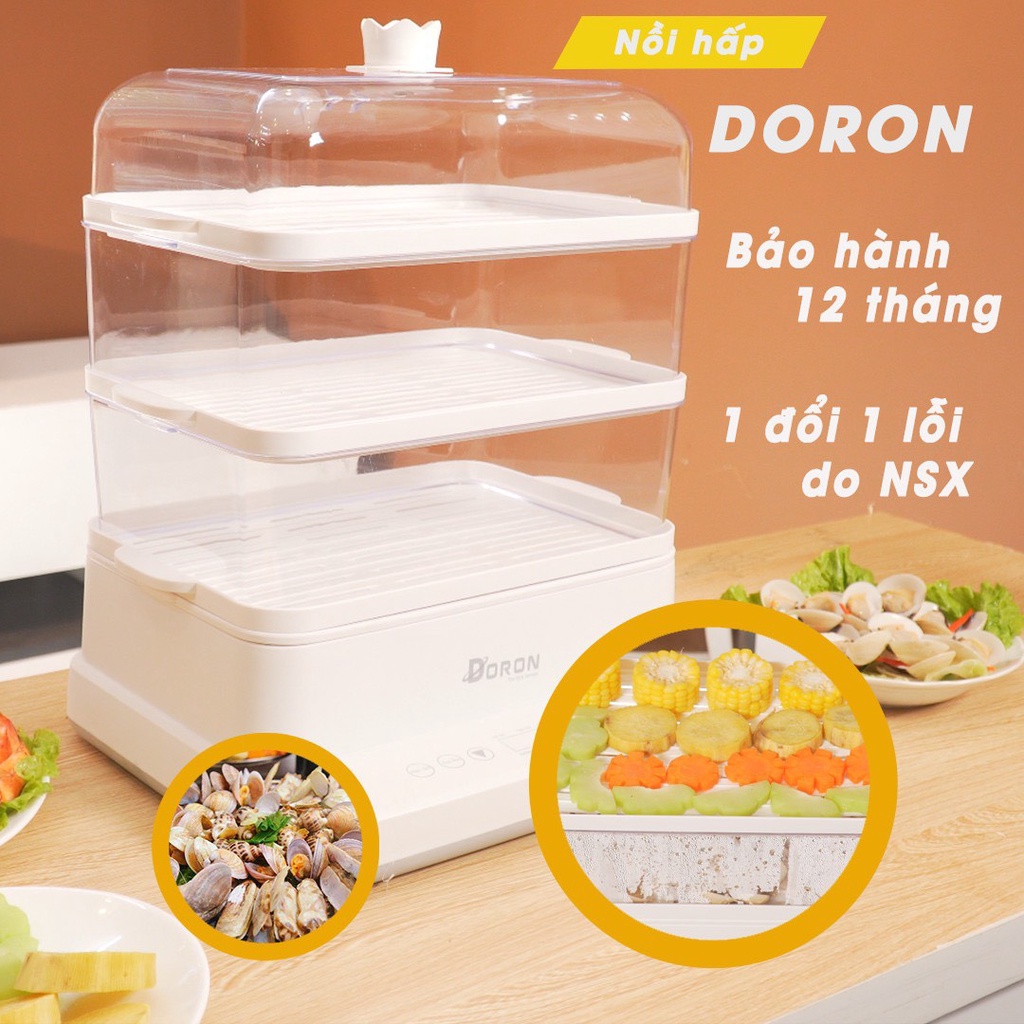 Nồi Hấp Điện 3 tầng thông minh dành cho Gia Đình Đa Chức Năng tiện dụng Dung Tích 20L hấp cua,bánh gà cá thịt DR-209