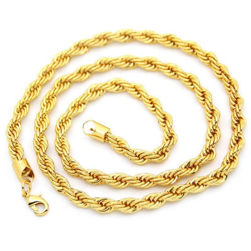 Bộ vòng đeo tay/dây chuyền vàng 18k xoắn ốc thiết kế sang trọng cho nam và nữ