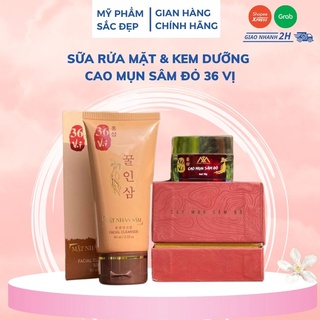 Combo sữa rửa mặt và kem dưỡng cao mụn sâm đỏ 36 vị sạch mụn, trắng da