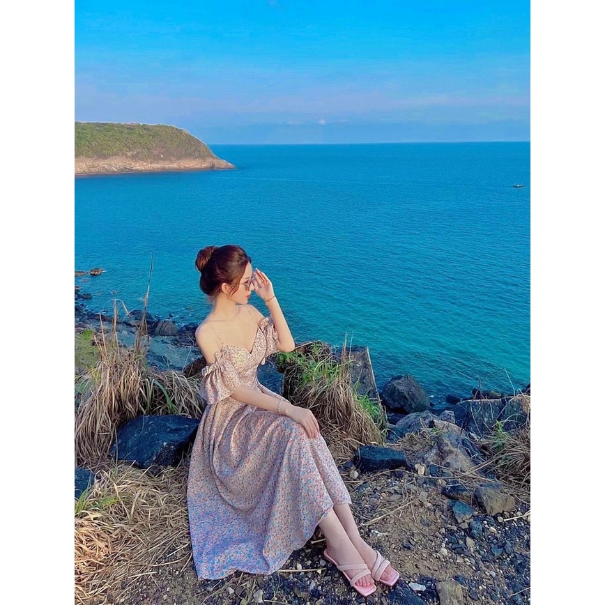 Váy Nữ Xinh ⚡𝙎𝙄𝙀̂𝙐 𝙎𝘼𝙇𝙀⚡ Đầm Nữ Dáng Xòe 2 Dây in Hoa, Đầm Nữ Dự Tiệc  - 75229