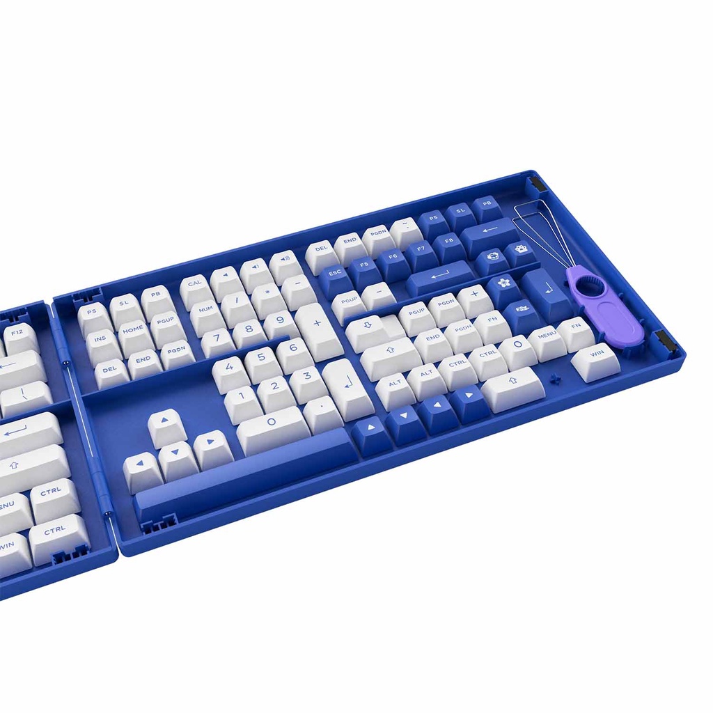 Keycap Cho Bàn Phím Cơ Akko Set – Blue On White (PBT Double-Shot/ASA profile/158 nút) | Ezpc