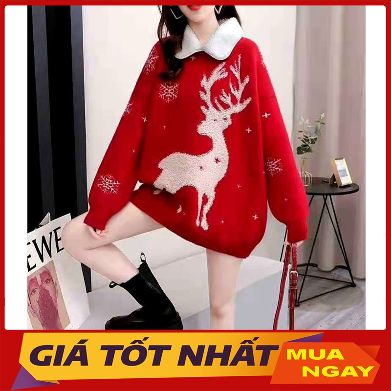 Áo Len Phối Nhung Dày Màu Đỏ Kiểu Giáng Sinh Năm Mới Siêu Xinh M098
