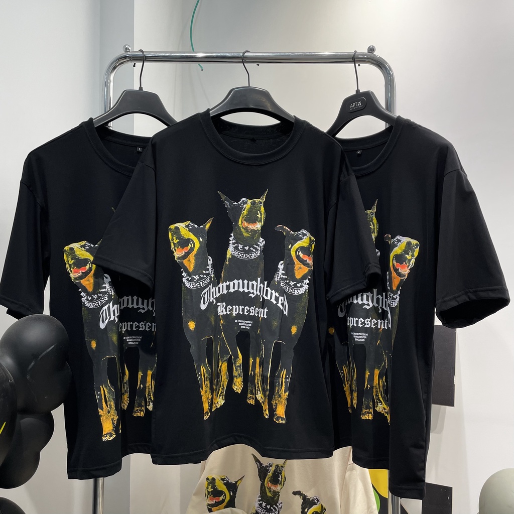 Áo thun unisex Dobermann áo thun nam nữ tay lỡ cotton cao cấp