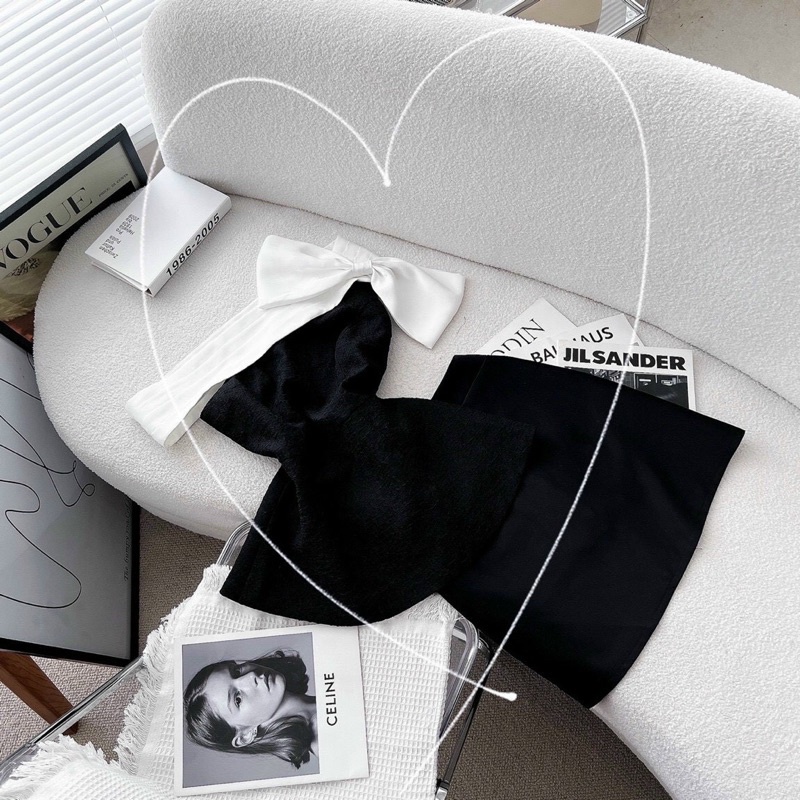 Set áo lệch + chân váy A