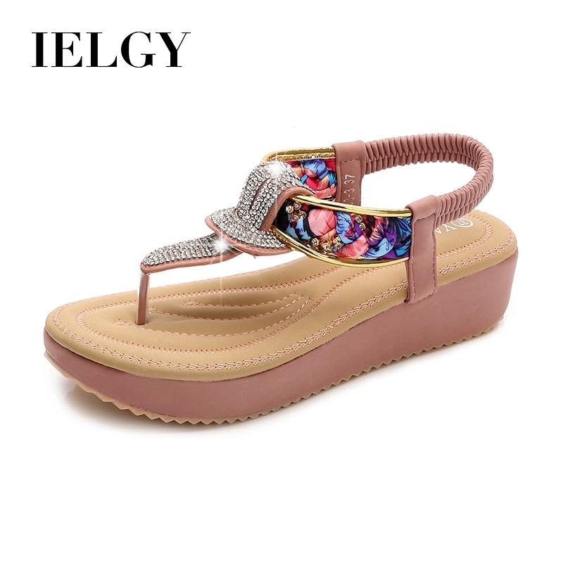 IELGY Dép sandal  đế bằng mũi tròn thoải mái hợp thời trang dành cho phái nữ 3cm size 35-4