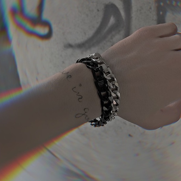 Vòng tay chuỗi xích phong cách hiphop Hàn Quốc thời trang nam nữ 12987