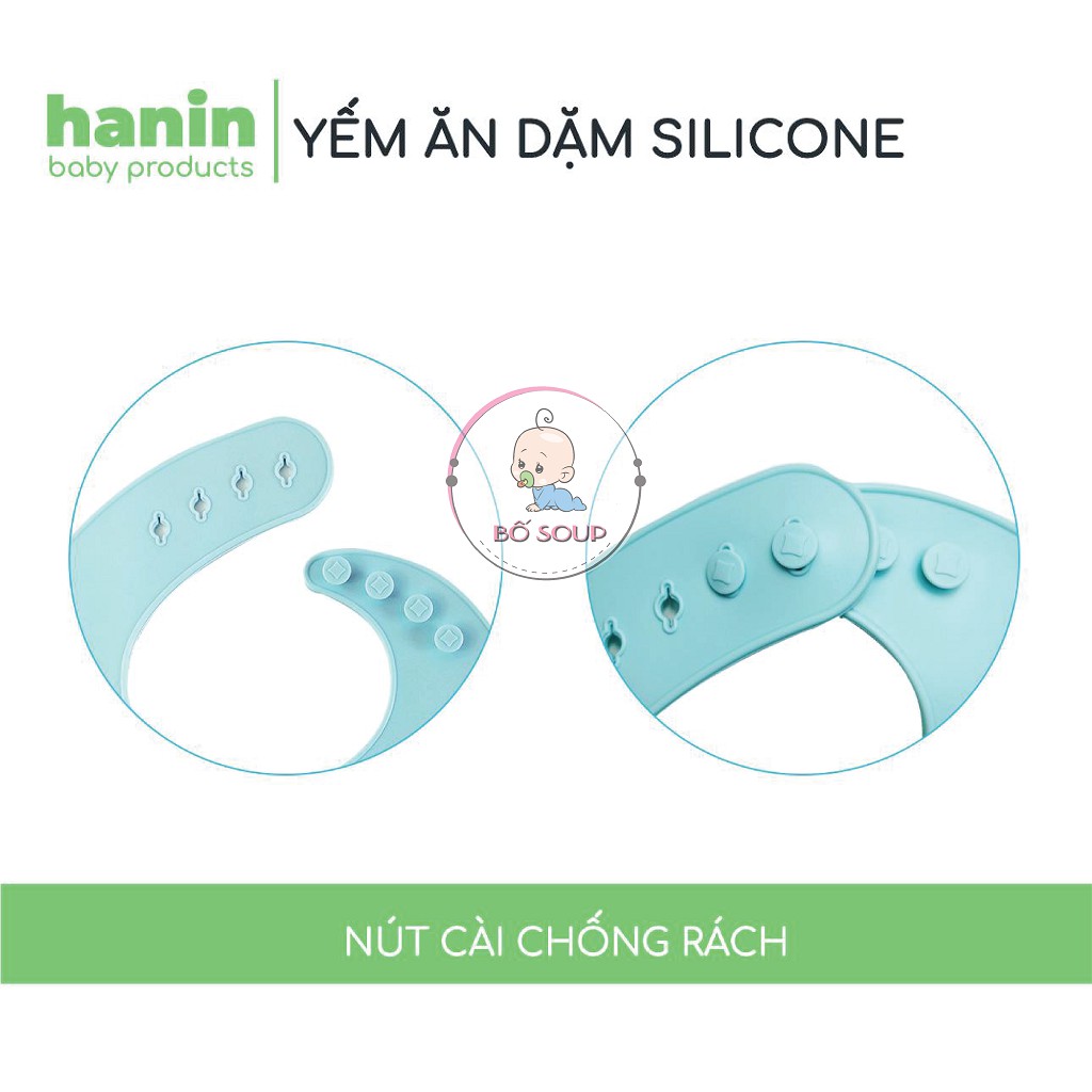 Yếm ăn dặm cho bé chính hãng Hanin chất liệu silicon mềm mại Shop Bố Soup