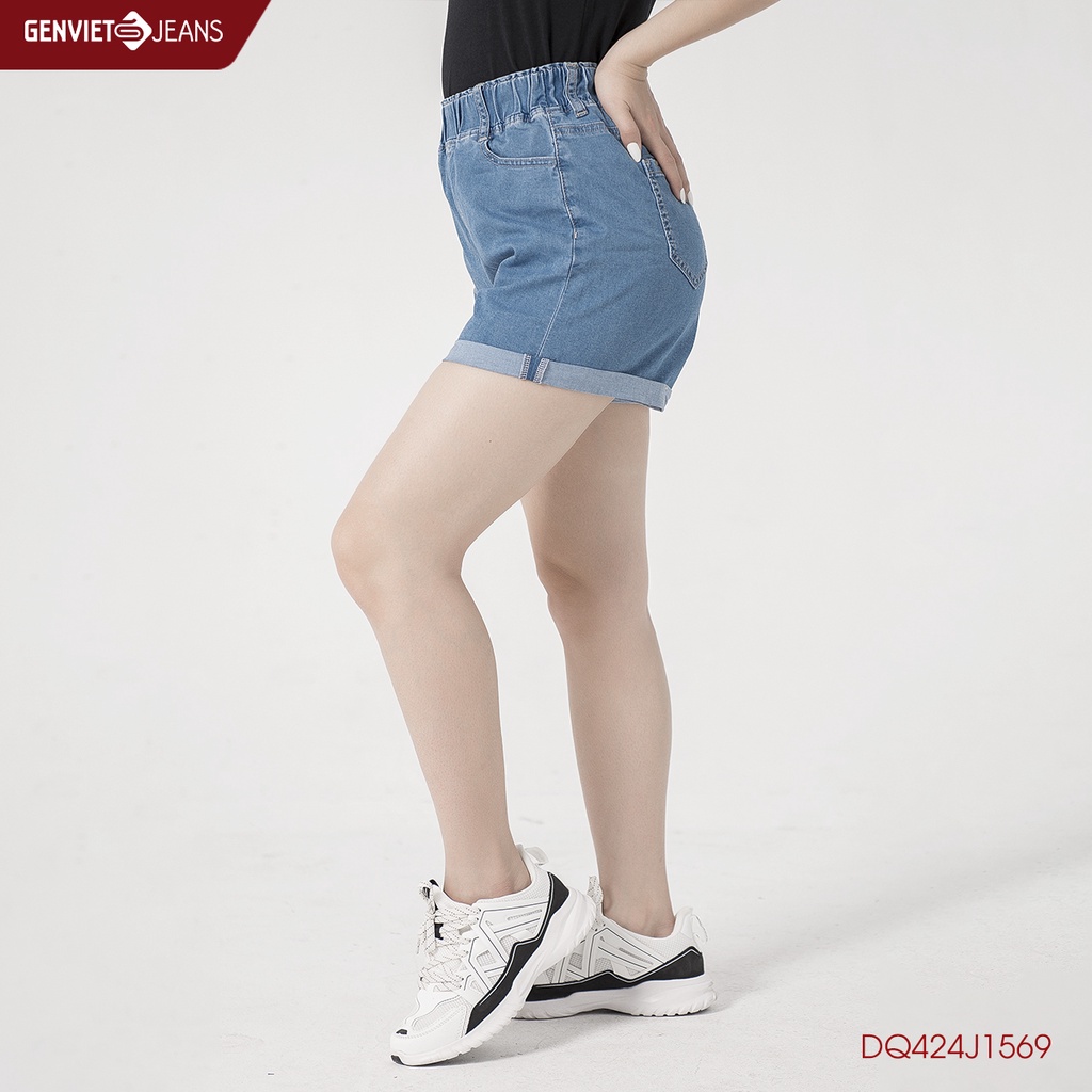 Quần Short Jeans Nữ Xắn Gấu DQ424J1569 GENVIET