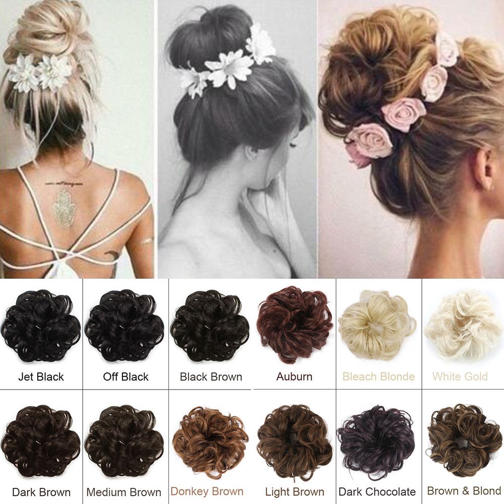 Thun cột tóc phối tóc giả bằng sợi tơ nhiều màu mềm kiểu xoăn lớn chất lượng cao