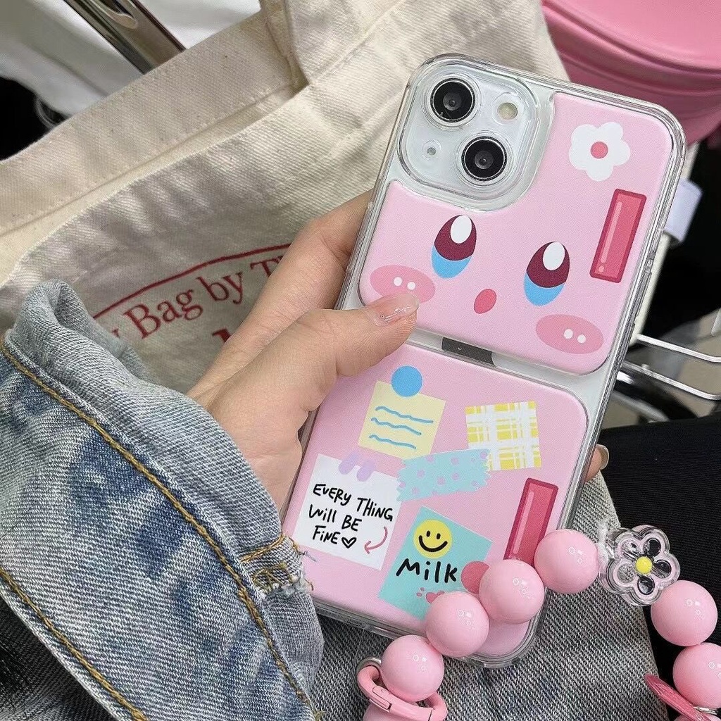 Ốp Điện Thoại Mềm Hình Dán Tủ Lạnh Kirby Dễ Thương Có Dây Xích Treo Cho Apple Iphone 13 / 12 / 11ProMax XsMax