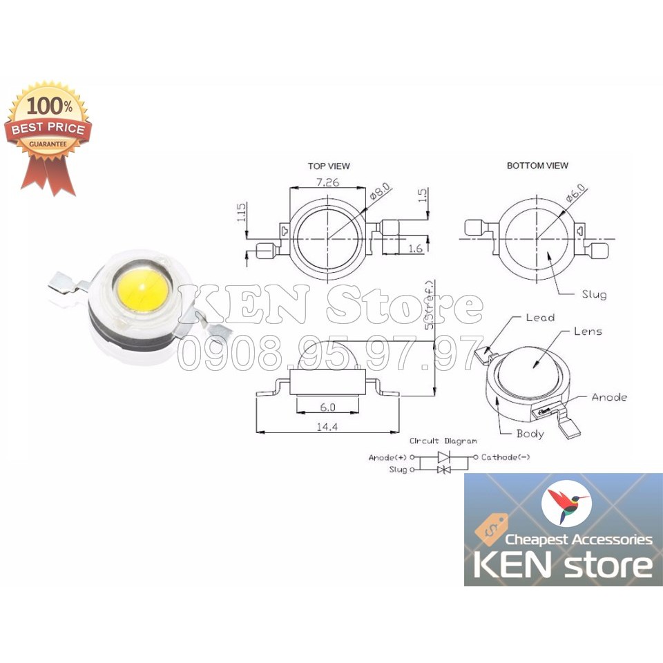 Bộ 5 Bóng led Luxeon 1W Epistar (full công suất) | BigBuy360 - bigbuy360.vn
