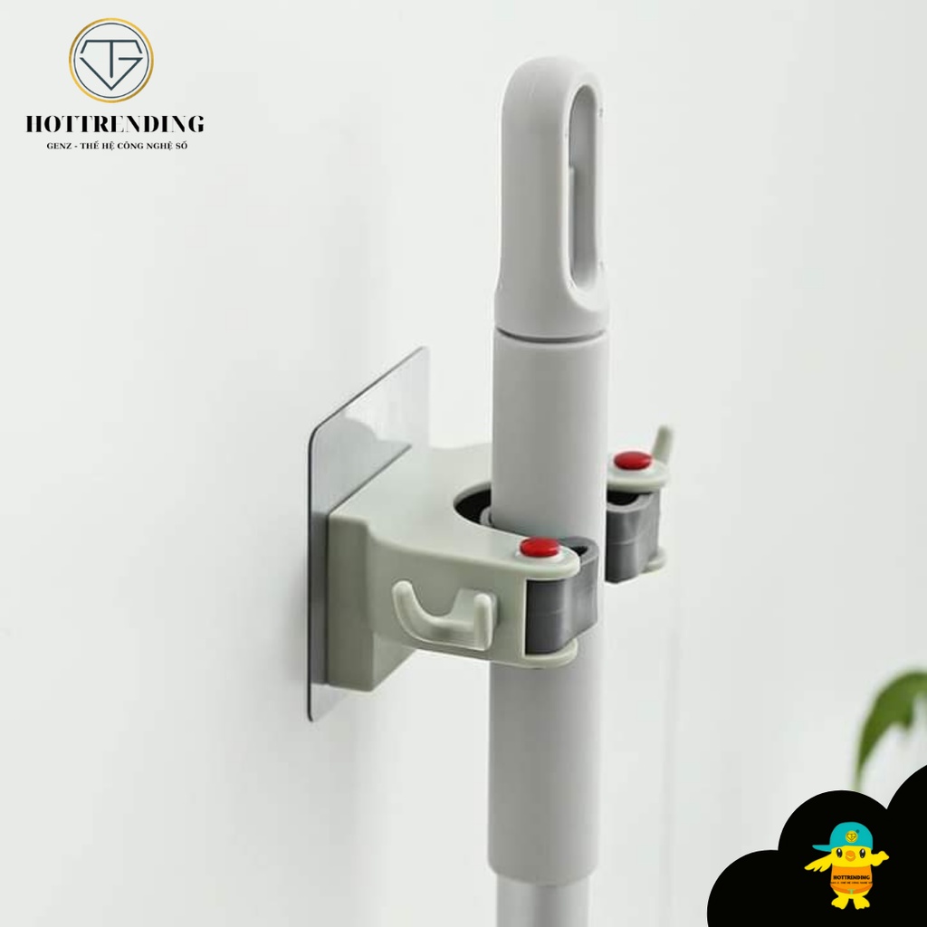 Móc treo kẹp cán chổi đa năng dán tường giữ cây lau nhà đa năng có hộp