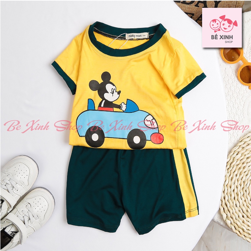 Bộ cộc tay quần áo bé trai bé gái Minky Mom [Sale Xã hàng] Bộ mặc nhà cho bé gái trai quần áo trẻ em thun lạnh MICKEY