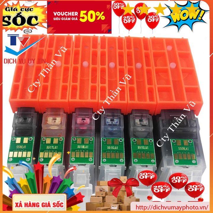 Bộ thỏi mực hàng thay thế chuẩn PGI250 PGI-250 CLI-251 dùng cho máy in canon PIXMA MG5420 MG5422 MG5520 MG5522 MG6420