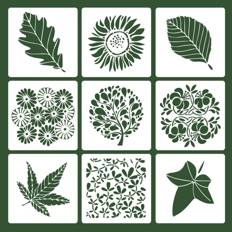 Set 9 Khuôn Cắt Giấy Làm Từ Kim Loại Hình Hoa Lá Trang Trí Scrapbook