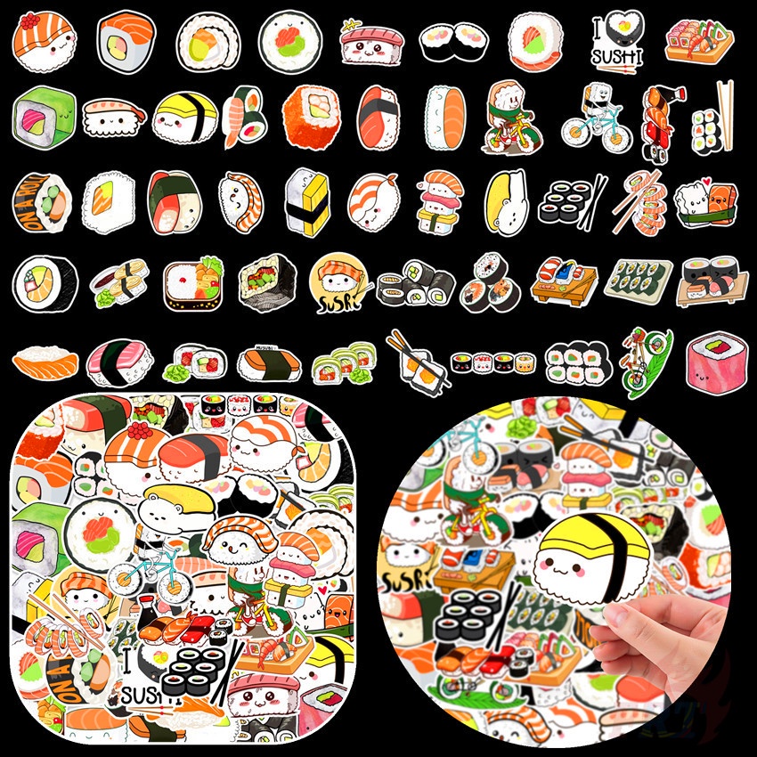 Bộ 50 Cái ☆ Sticker Dán Trang Trí Sushi Zushi Series 01 Chất Lượng Cao ☆ Sticker Dán Tường Chống Thấm Nước Thời Trang