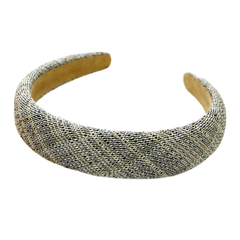 Băng Đô Vải Tweed Dệt Kim Bản Rộng Họa Tiết Kẻ Sọc Cổ Điển Thanh Lịch Cho Nữ