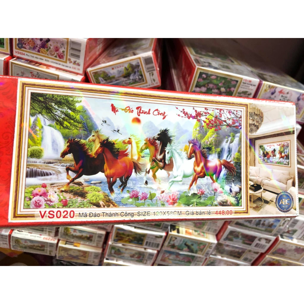 Tranh đính đá mã đáo thành công KT:120x58cm,160x70cm. Tranh gắn đá chưa gắn.