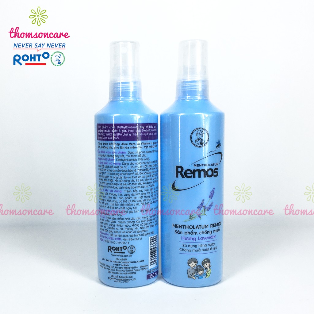 Remos chống muỗi dạng kem, và xịt đuổi muỗi hương lavender, sá chanh, cam an toàn cho cả trẻ em và người lớn