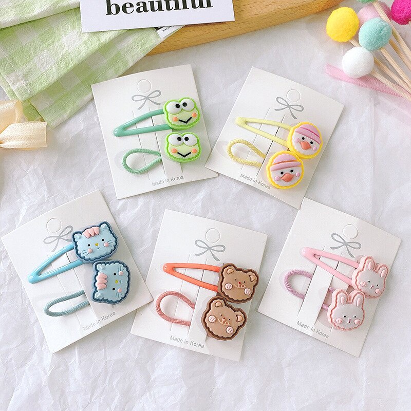 Set 2 Kẹp Tóc Hình Gấu / Thỏ Dễ Thương Cho Bé Gái