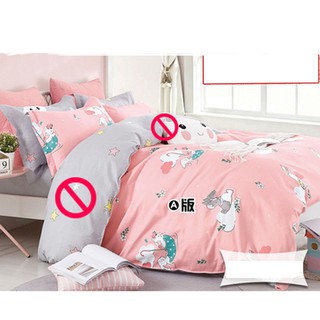 Vải may chăn ga áo gối,gối ôm khổ 2m35 hình chú thỏ cute ngồi trên chiếc dù