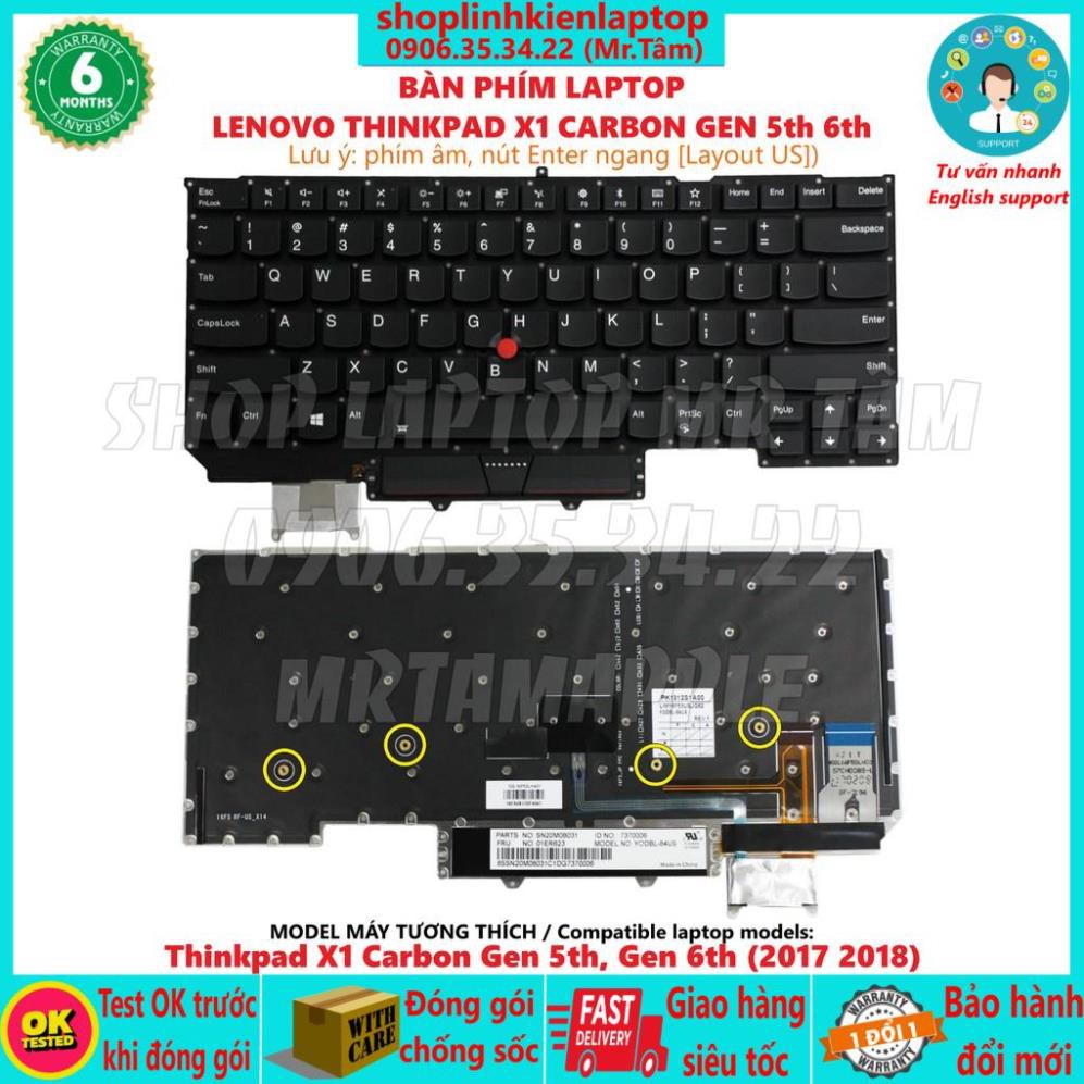 (KEYBOARD) BÀN PHÍM LAPTOP LENOVO THINKPAD X1 CARBON GEN 5 6 dùng cho Thinkpad X1 Carbon Gen 5 6 (2017 2018)