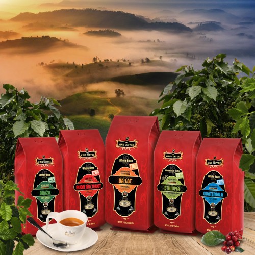 Cà Phê Hạt Rang Nguyên Chất 100% Arabica Colombia KING COFFEE - Túi 340g