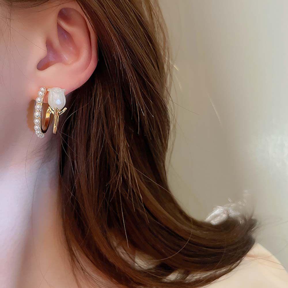 Khuyên Tai Hình Hoa Tulip Hai Lớp Thanh Lịch Cho Nữ