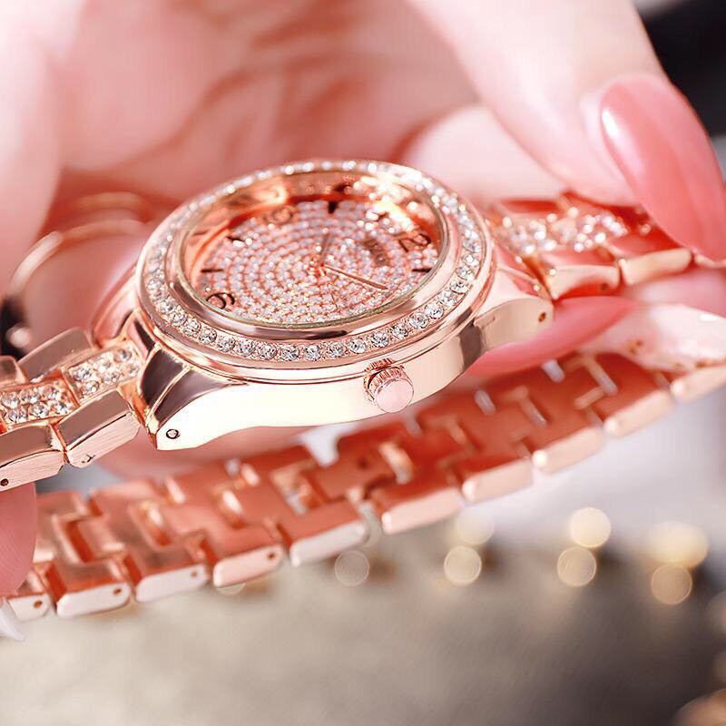 Đồng hồ thời trang nữ DZG dây kim loại đính đá sang trọng Q5440