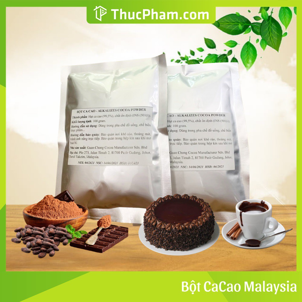 Bột Cacao Nguyên Chất 100% Malaysia - 100g - Hương Vị Đậm Đà, Thơm Ngon Cho Ly Trà Sữa, Đồ Uống Của Bạn