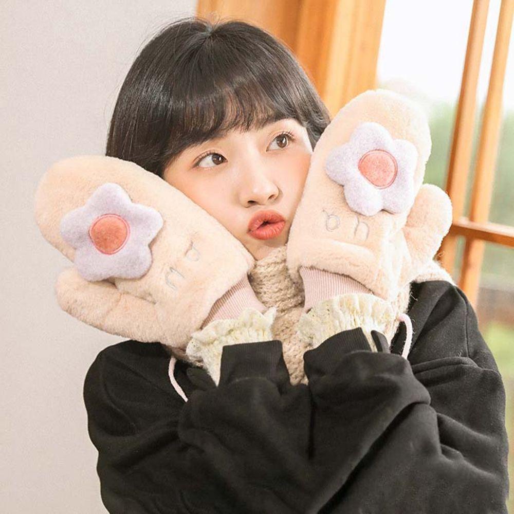 Găng Tay Lông Nhung Mềm Mại Dày Dặn 15H Phong Cách Lolita Dễ Thương Có Dây Đeo Dành Cho Nữ