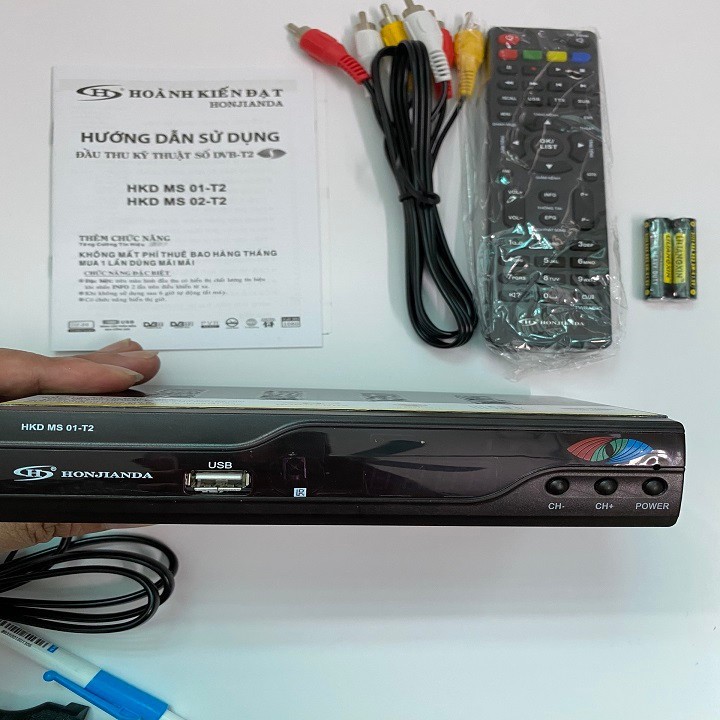 [Mã 229ELSALE hoàn 7% đơn 300K] Combo đầu thu DVB T2 HKD MS01 & ANTEN TSH5,DÂY 15M