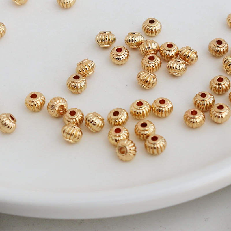 Set 50 Hạt Đồng Mạ Vàng 14K 4 * 5mm Tự Làm Lồng Đèn