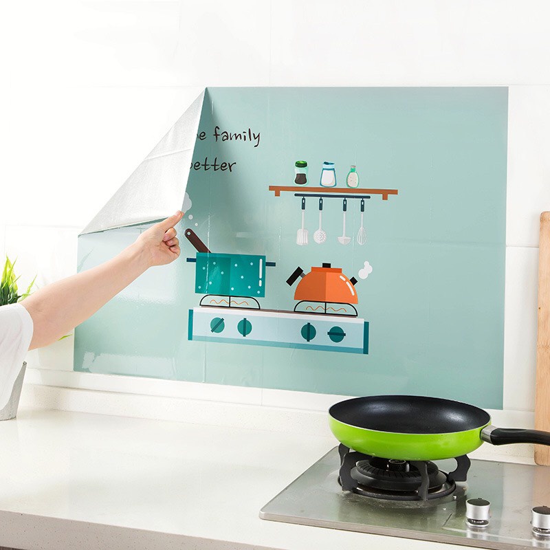 Decal dán bếp hoạt hình xinh xắn đáng yêu chống thấm dầu dễ dàng lau sạch kích thước to 60*90cm (E17)