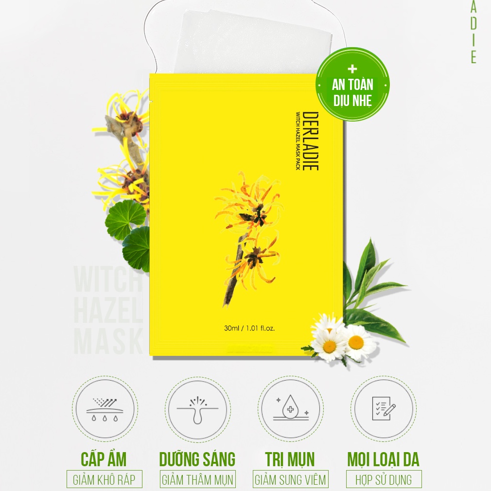 Mặt nạ giảm mụn, dưỡng sáng da Derladie Witch Hazel Mask Pack 30ml