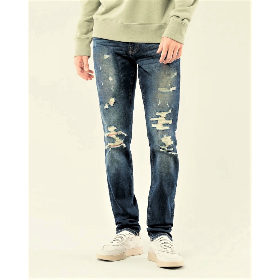 Quần Ripped skinny jeans H()IIister 3 dành cho Nam. Xanh Đậm- Rách