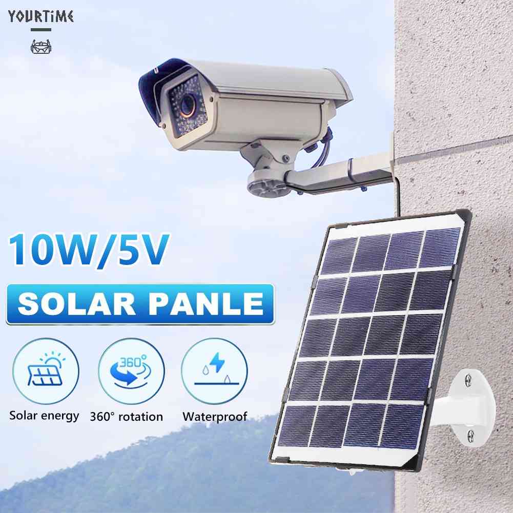 Tấm Pin Năng Lượng Mặt Trời 10W 5V Chống Thấm Nước IP65 Cho Camera An Ninh Ngoài Trời