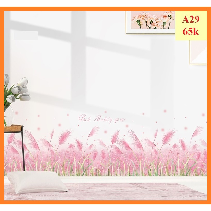 Decal dán tường Cỏ hồng A29 - Decal dán tường Hàn Quốc