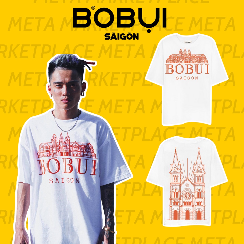 Áo thun BOBUI saigon NHÀ THỜ form rộng unisex cổ tròn tay lỡ nam nữ bigsize ( FULL BỌC TAG CHÍNH HÃNG )