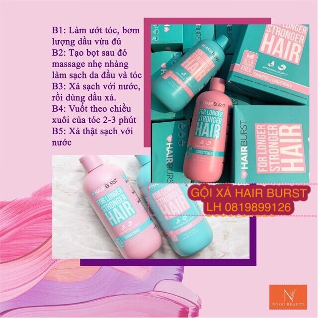 CẶP DẦU GỘI XẢ KÍCH THÍCH MỌC TÓC VÀ GIÚP TÓC MỌC NHANH DÀI HAIRBURST 350ml x 2